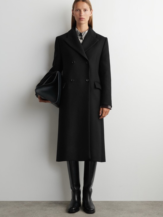 COS Jackets & Blazers - NWT COS Black Tailored Wool Double-Breasted Long Coat with tags